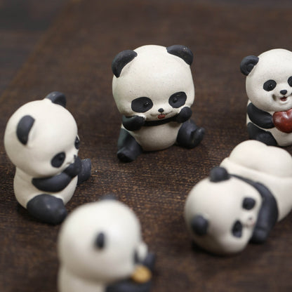 Purple clay giant panda tea pet ornaments cute tea table desktop decorations